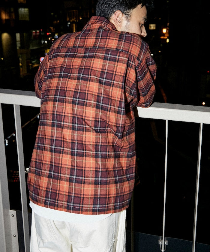 RED KAP flannel cropped long-sleeve work shirt 法蘭絨長袖格紋襯衫