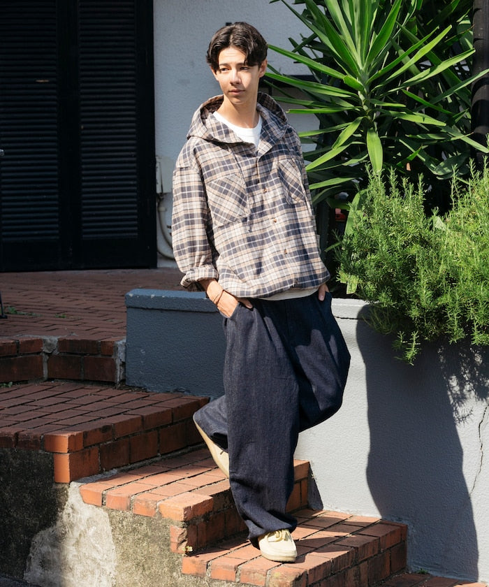 FREAK'S STORE x Foxfire relaxed fit flannel check hoodie shirt 寬版法蘭絨格紋連帽衫