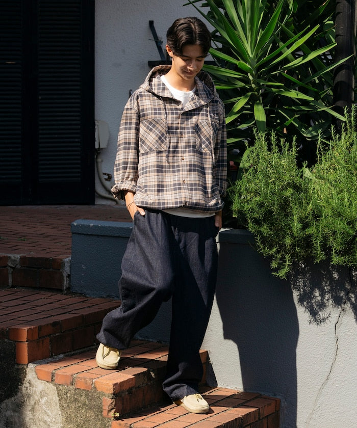 FREAK'S STORE x Foxfire relaxed fit flannel check hoodie shirt 寬版法蘭絨格紋連帽衫