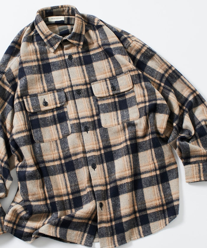 FREAK'S STORE Relax Fit Heavy Flannel Check Shirt 寬版重磅法蘭絨格紋襯衫