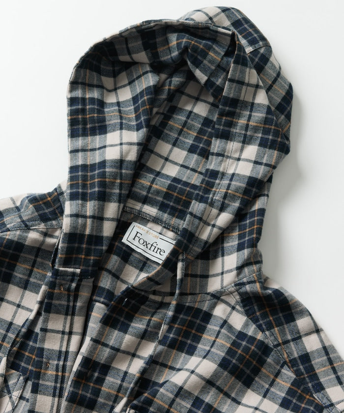 FREAK'S STORE x Foxfire relaxed fit flannel check hoodie shirt 寬版法蘭絨格紋連帽衫