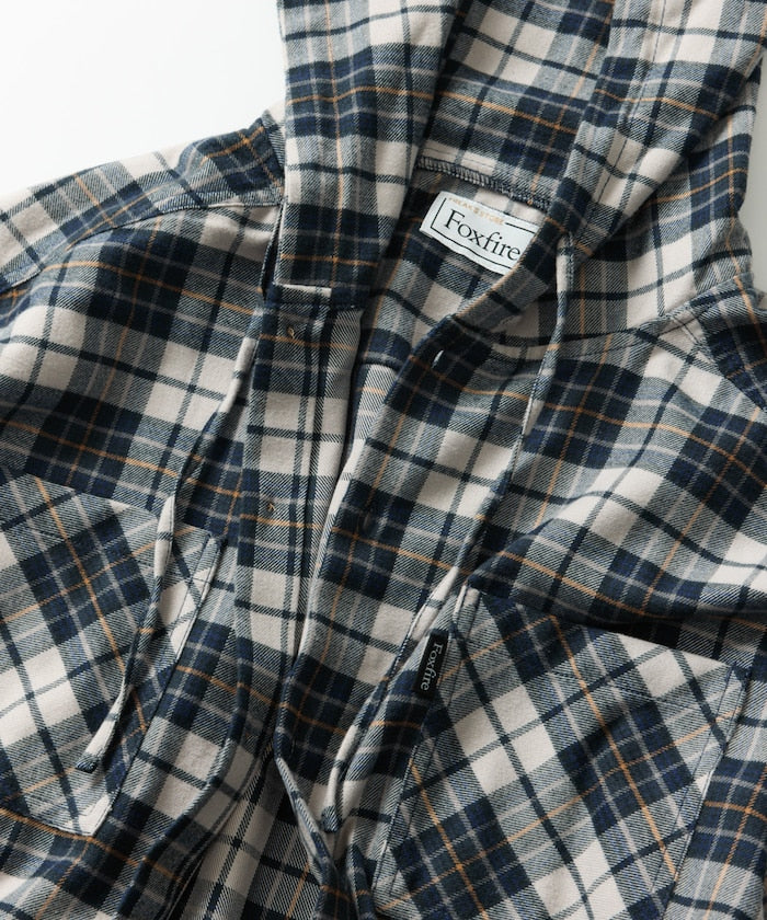 FREAK'S STORE x Foxfire relaxed fit flannel check hoodie shirt 寬版法蘭絨格紋連帽衫