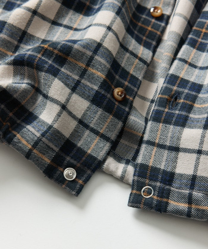 FREAK'S STORE x Foxfire relaxed fit flannel check hoodie shirt 寬版法蘭絨格紋連帽衫