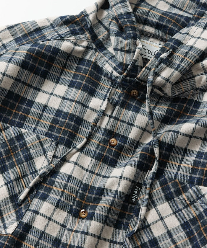 FREAK'S STORE x Foxfire relaxed fit flannel check hoodie shirt 寬版法蘭絨格紋連帽衫