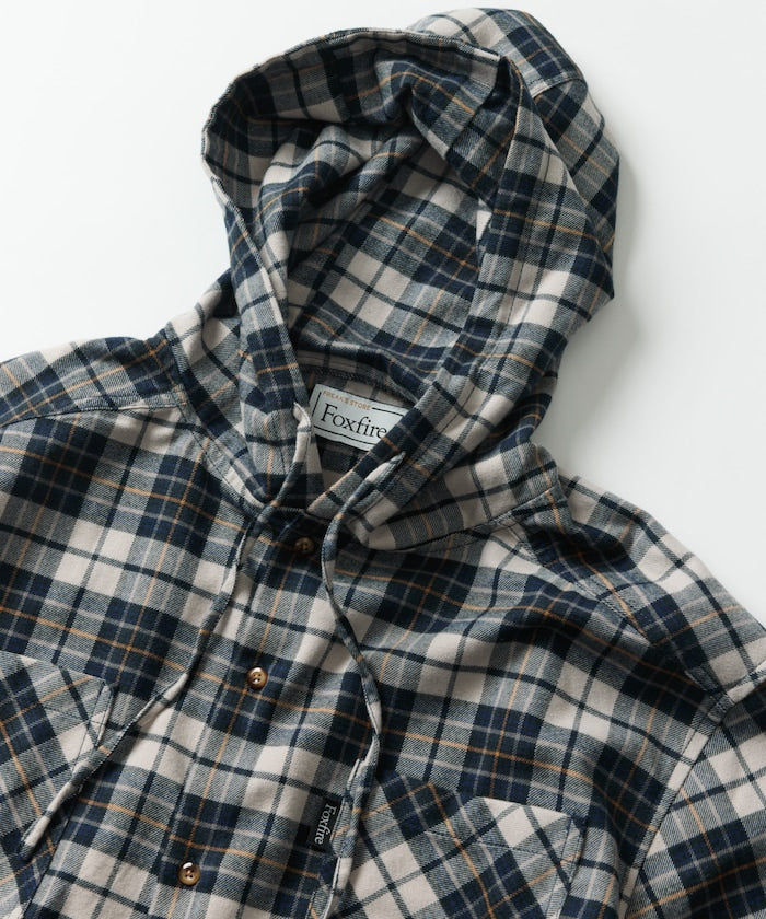 FREAK'S STORE x Foxfire relaxed fit flannel check hoodie shirt 寬版法蘭絨格紋連帽衫
