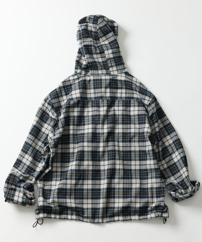 FREAK'S STORE x Foxfire relaxed fit flannel check hoodie shirt 寬版法蘭絨格紋連帽衫