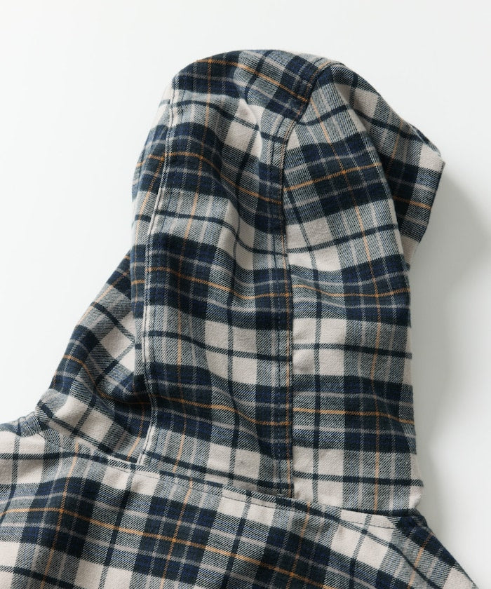 FREAK'S STORE x Foxfire relaxed fit flannel check hoodie shirt 寬版法蘭絨格紋連帽衫