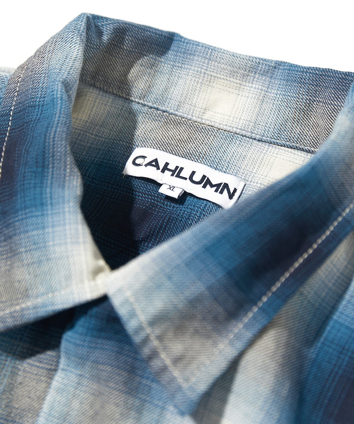 CAHLUMN Magazine Pocket Open Collar Shirt 漸層格紋口袋長袖襯衫