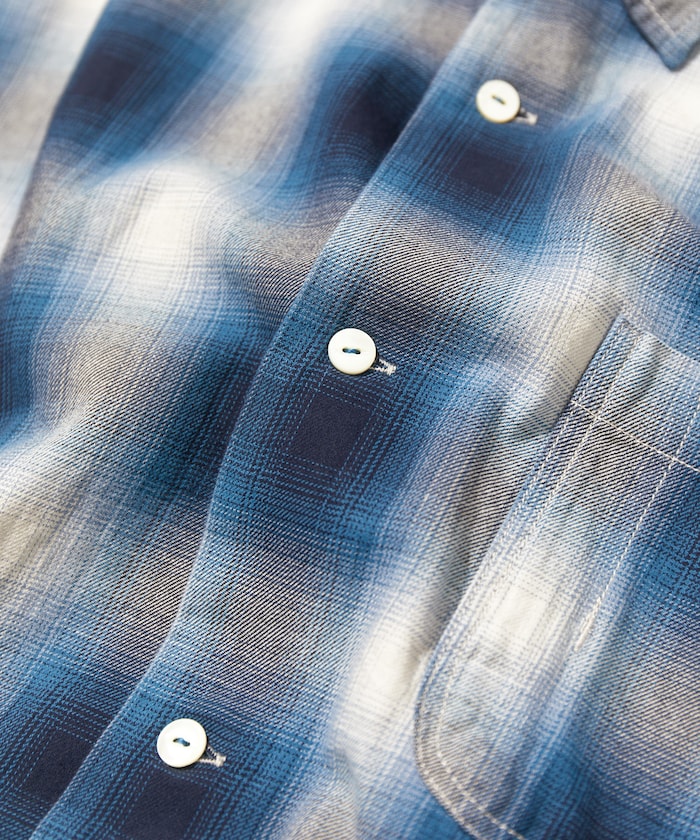 CAHLUMN Magazine Pocket Open Collar Shirt 漸層格紋口袋長袖襯衫