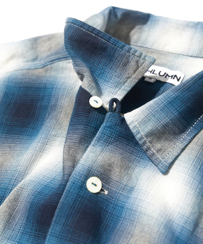 CAHLUMN Magazine Pocket Open Collar Shirt 漸層格紋口袋長袖襯衫