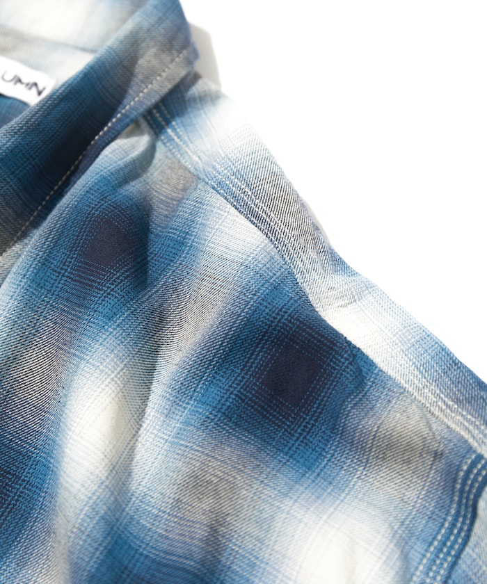 CAHLUMN Magazine Pocket Open Collar Shirt 漸層格紋口袋長袖襯衫