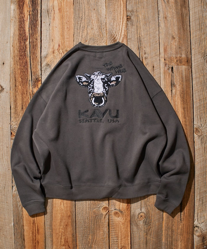 KAVU × FREAK'S STORE 聯名限定款 牛臉刺繡圓領大學T