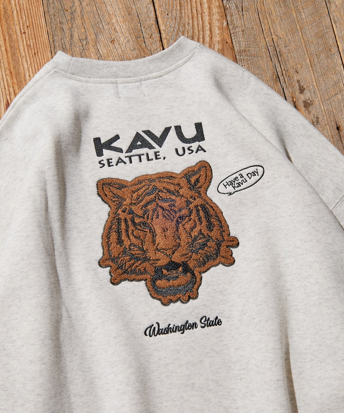 KAVU × FREAK'S STORE 聯名限定款 老虎刺繡圓領大學T
