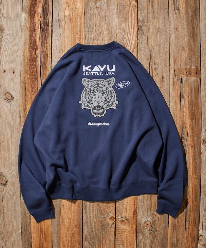 KAVU × FREAK'S STORE 聯名限定款 老虎刺繡圓領大學T