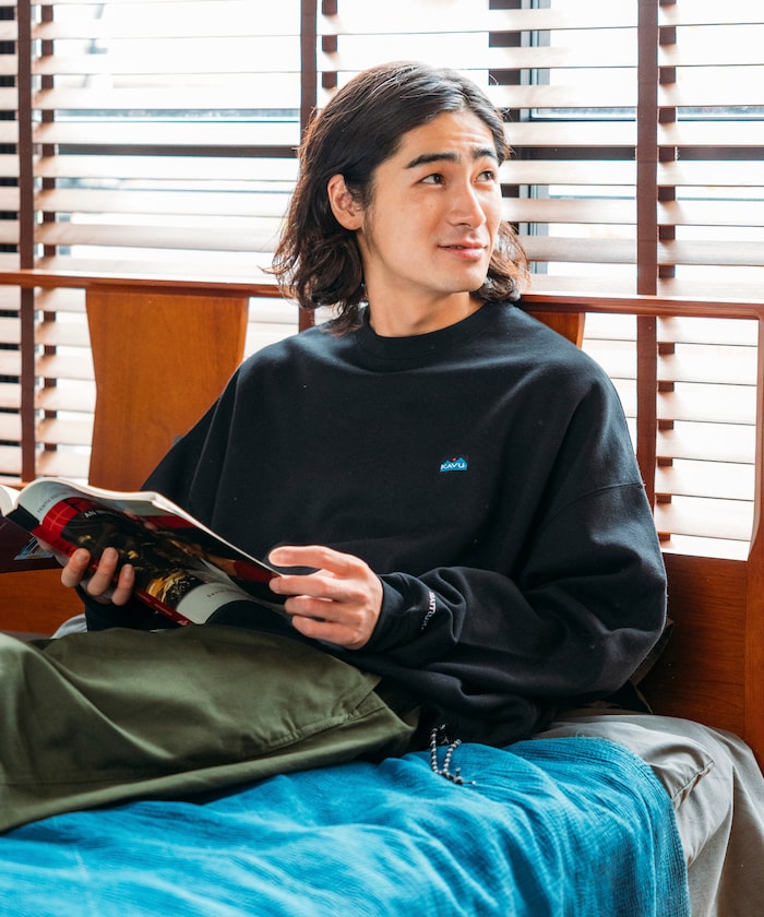 KAVU × FREAK'S STORE 聯名限定款 寬版抽繩圓領大學T