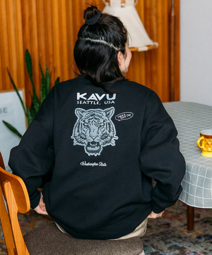 KAVU × FREAK'S STORE 聯名限定款 老虎刺繡圓領大學T