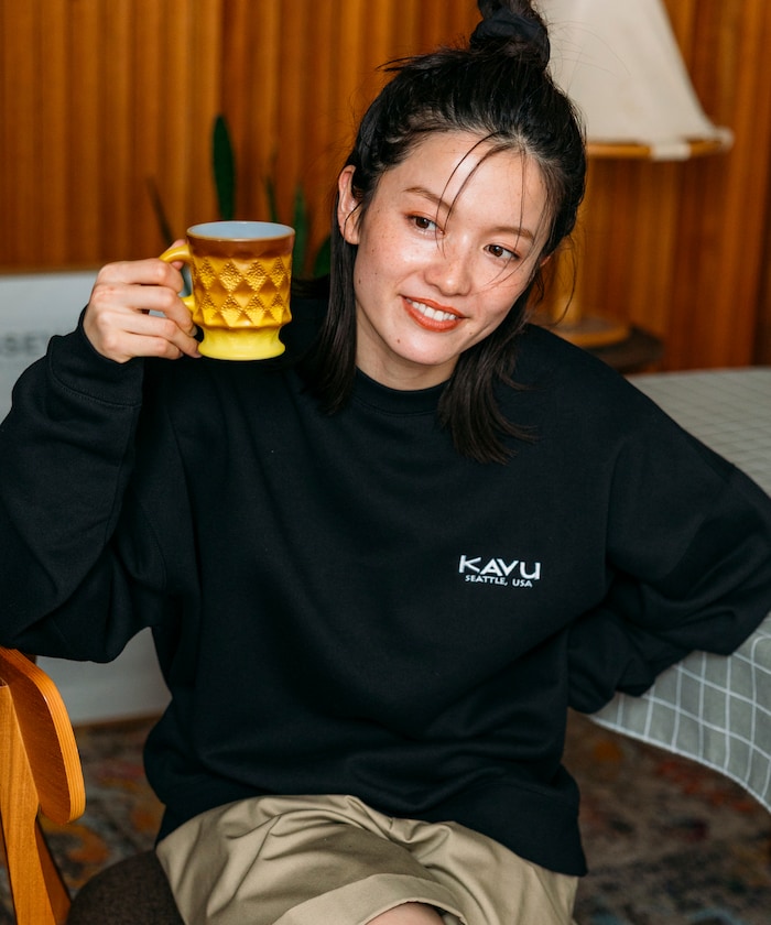 KAVU × FREAK'S STORE 聯名限定款 老虎刺繡圓領大學T