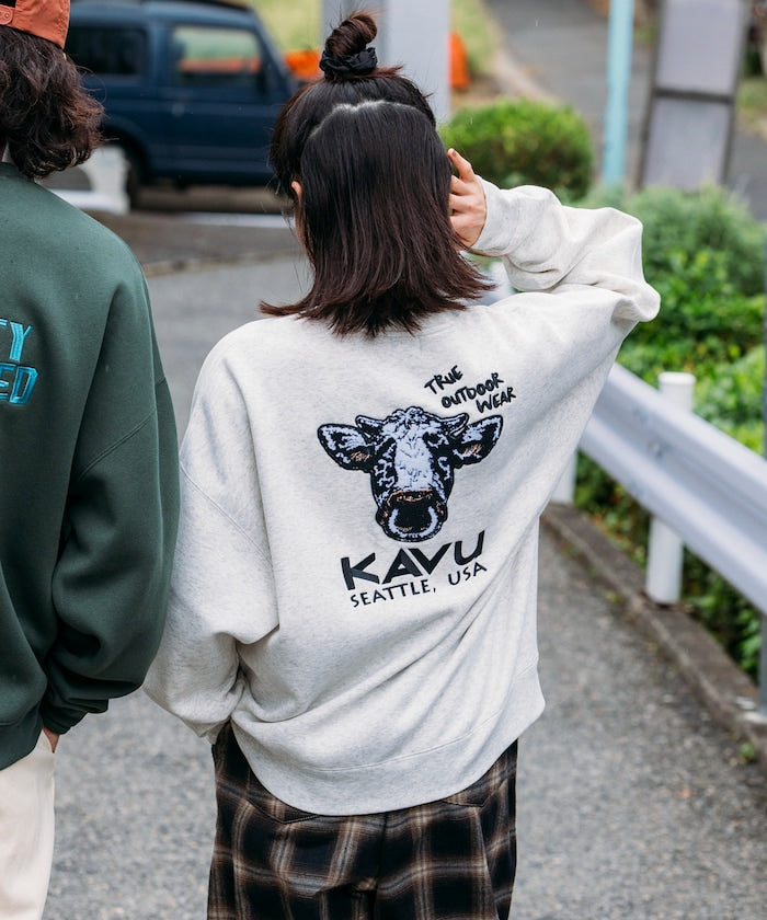 KAVU × FREAK'S STORE 聯名限定款 牛臉刺繡圓領大學T