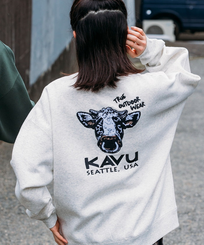 KAVU × FREAK'S STORE 聯名限定款 牛臉刺繡圓領大學T
