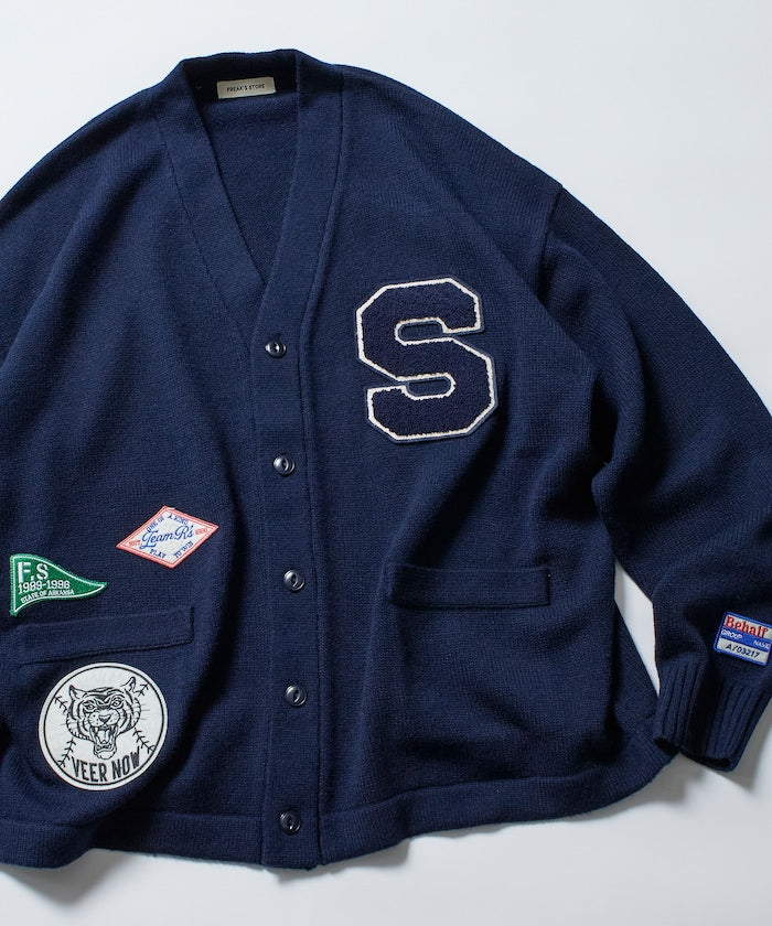 FREAK'S STORE Relaxed Fit Lettered Knit Cardigan 刺繡徽章字母針織開襟衫