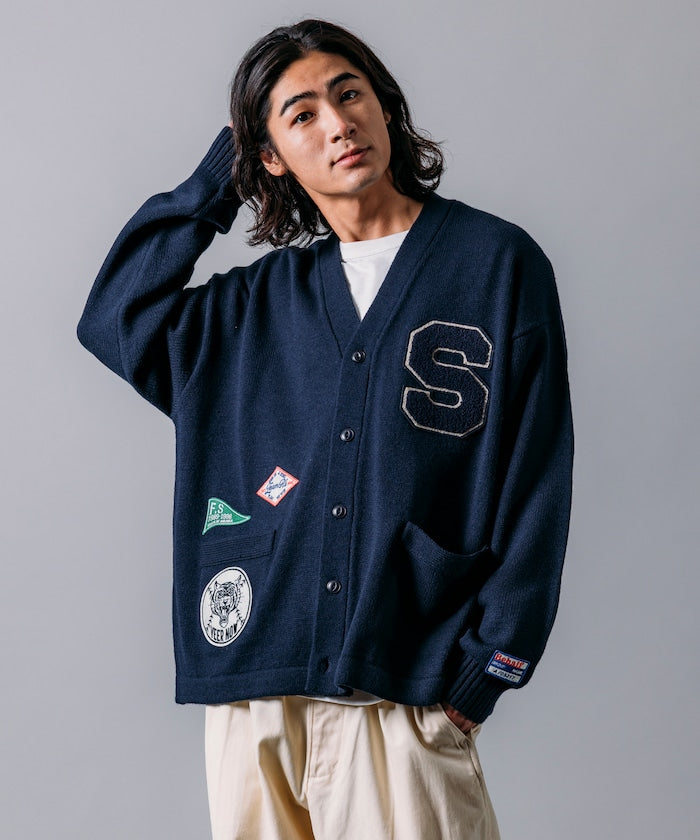 FREAK'S STORE Relaxed Fit Lettered Knit Cardigan 刺繡徽章字母針織開襟衫