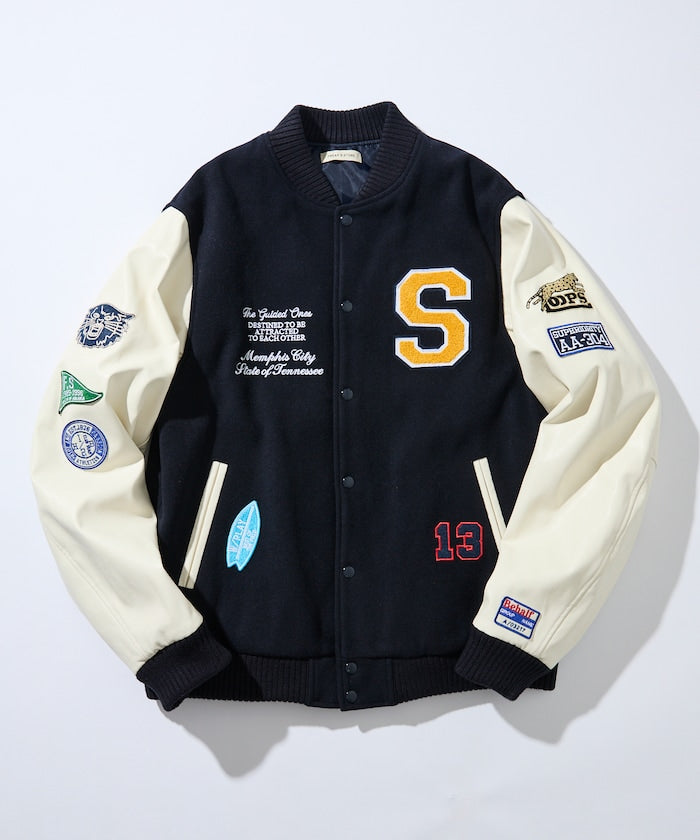 FREAK'S STORE Multi-embroidered patch stadium jacket 刺繡棒球外套
