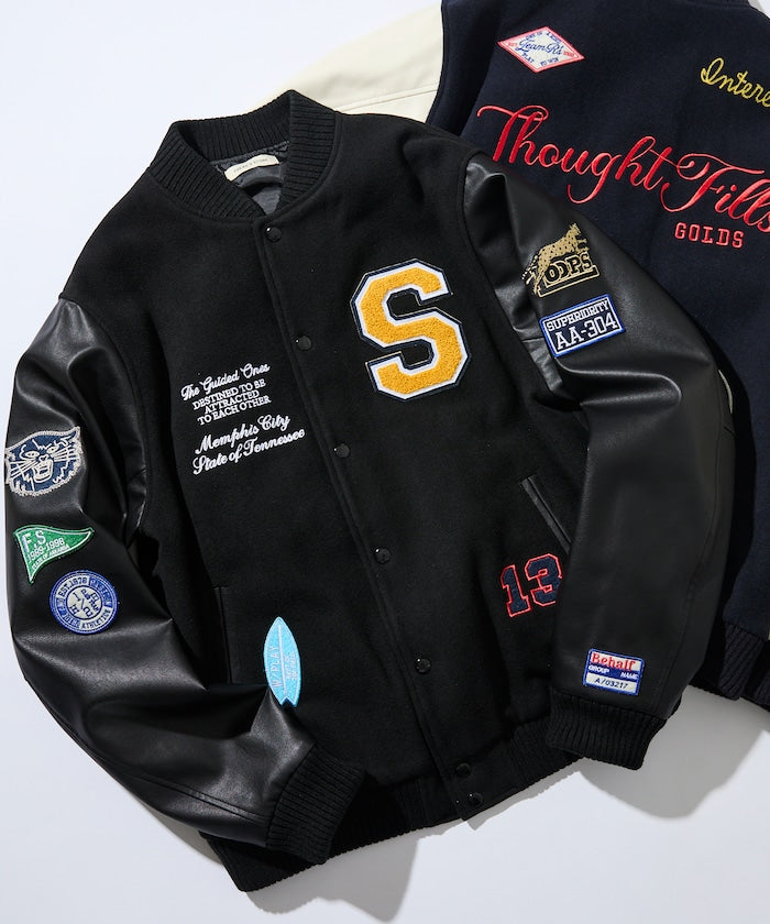 FREAK'S STORE Multi-embroidered patch stadium jacket 刺繡棒球外套