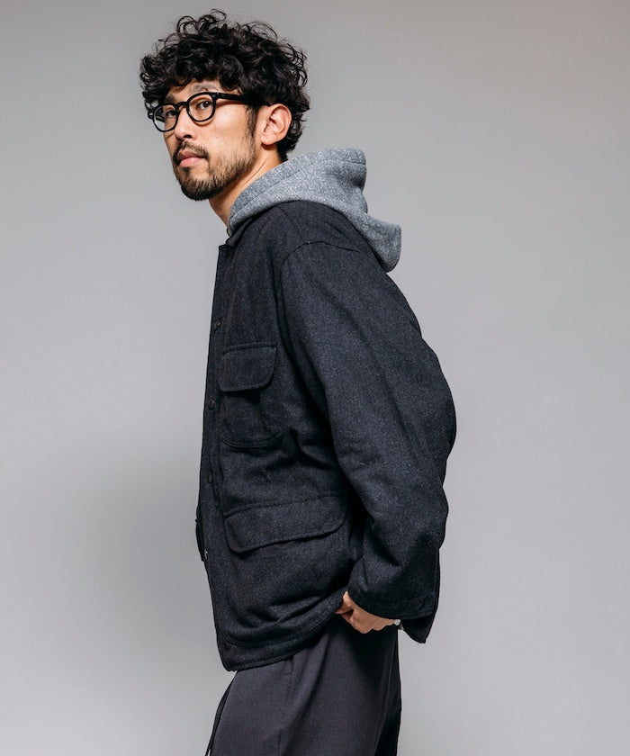 HINSON 寬鬆羊毛狩獵夾克外套