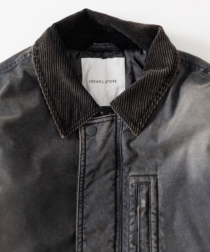 FREAK'S STORE Collar corduroy switching cotton nylon Blouson 燈芯絨領拉鍊夾克