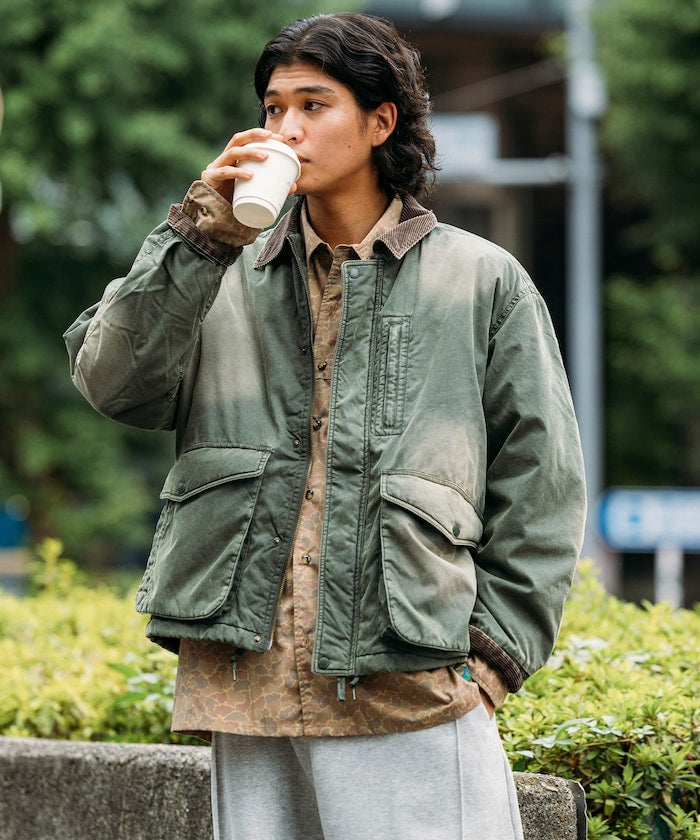 FREAK'S STORE Collar corduroy switching cotton nylon Blouson 燈芯絨領拉鍊夾克