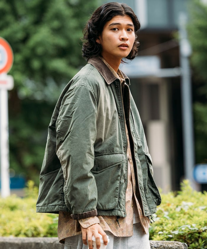 FREAK'S STORE Collar corduroy switching cotton nylon Blouson 燈芯絨領拉鍊夾克