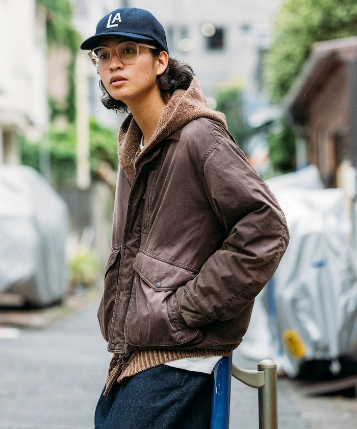 FREAK'S STORE Collar corduroy switching cotton nylon Blouson 燈芯絨領拉鍊夾克