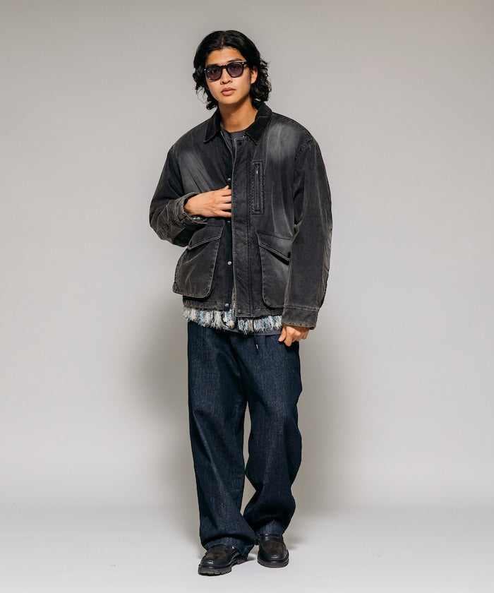 FREAK'S STORE Collar corduroy switching cotton nylon Blouson 燈芯絨領拉鍊夾克