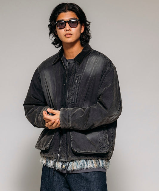 FREAK'S STORE Collar corduroy switching cotton nylon Blouson 燈芯絨領拉鍊夾克