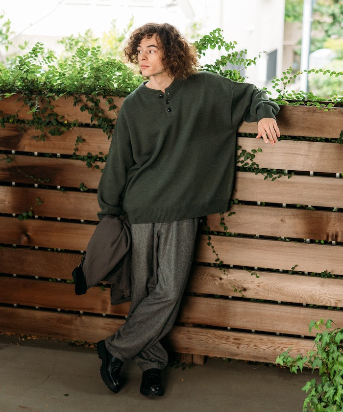 FREAK'S STORE Relax Fit Easy-Care Washable Henley Knit 亨利領長袖針織衫【預約商品 | 2025/12上旬出貨】