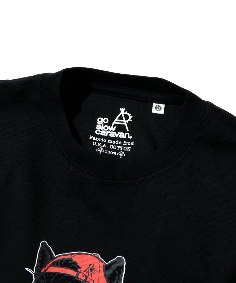 go slow caravan USA COTTON TEE (MENS/WOMENS) 貓咪拉麵印花短袖T恤