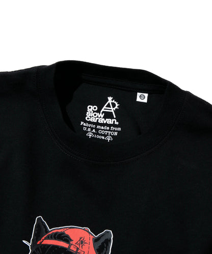 go slow caravan USA COTTON TEE (MENS/WOMENS) 貓咪拉麵印花短袖T恤