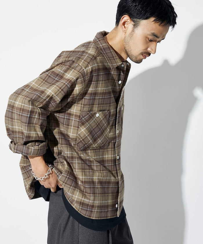 RED KAP flannel cropped long-sleeve work shirt 法蘭絨長袖格紋襯衫
