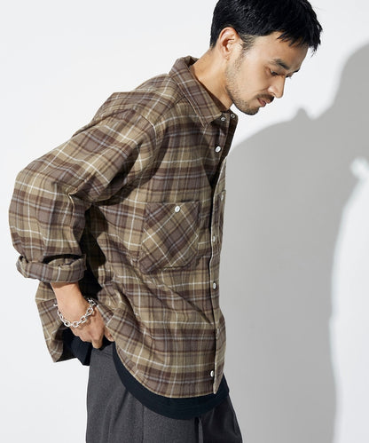 RED KAP flannel cropped long-sleeve work shirt 法蘭絨長袖格紋襯衫
