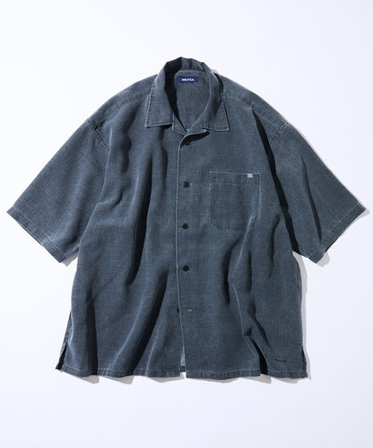 NAUTICA Wide silhouette open collar shirt 水洗口袋短袖襯衫