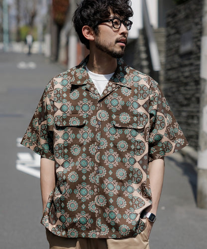 FREAK'S STORE Relaxed fit Batik print open collar shirt/ Small pattern 印花短袖襯衫