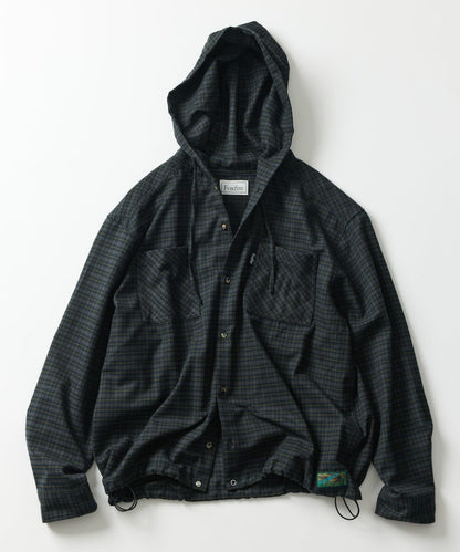 FREAK'S STORE x Foxfire relaxed fit flannel check hoodie shirt 寬版法蘭絨格紋連帽衫