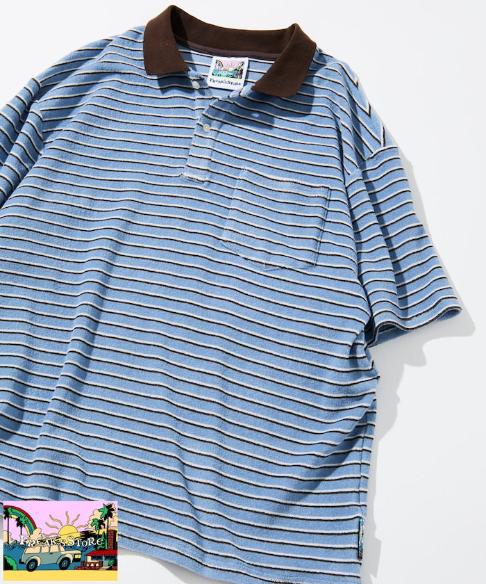 FREAK'S STORE Beach & Festival  Multi-border pile polo shirt short sleeve 條紋短袖Polo衫