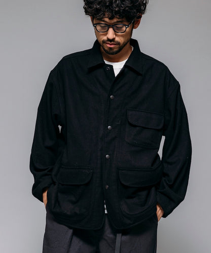 HINSON 寬鬆羊毛狩獵夾克外套