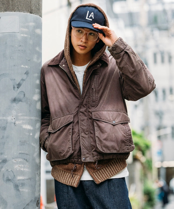 FREAK'S STORE Collar corduroy switching cotton nylon Blouson 燈芯絨領拉鍊夾克
