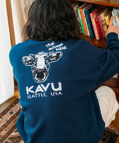 KAVU × FREAK'S STORE 聯名限定款 牛臉刺繡圓領大學T