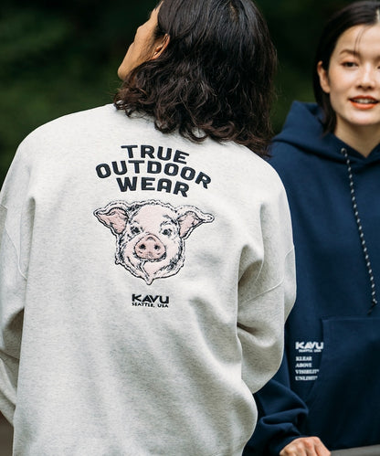 KAVU × FREAK'S STORE 聯名限定款 豬臉刺繡圓領大學T