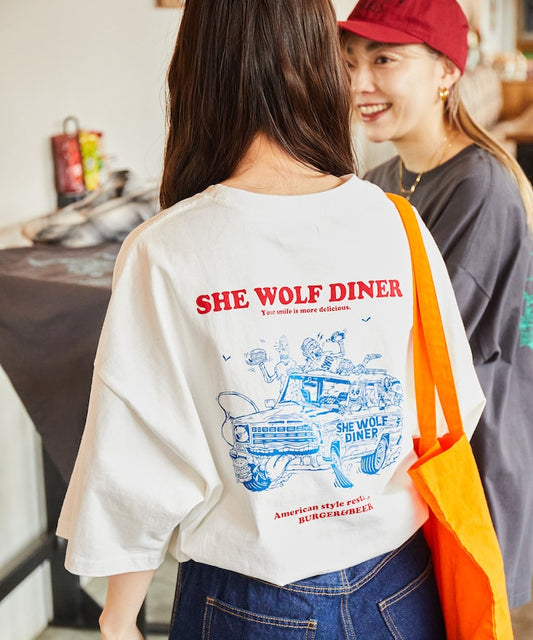 FREAK'S STORE x SHE WOLF DINER big silhouette back print T-shirt / CAR 印花短袖T恤