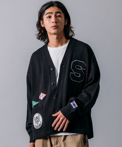 FREAK'S STORE Relaxed Fit Lettered Knit Cardigan 刺繡徽章字母針織開襟衫