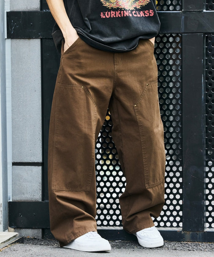 FREAK'S STORE Wide silhouette double knee work Pants 寬版工裝褲